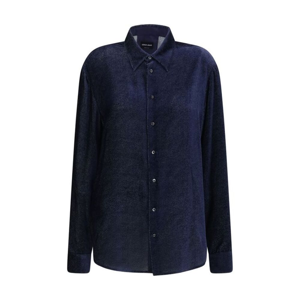 Giorgio Armani Blue Silk Dress Men's Shirt